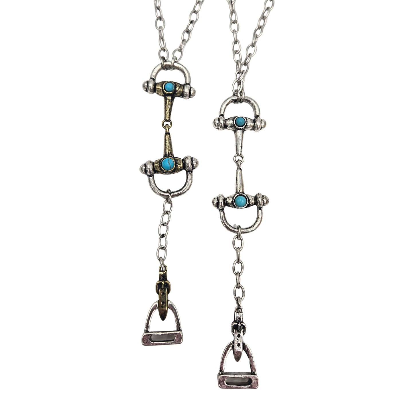 Turquoise Horse Bit Lariat Necklace (2 colors)
