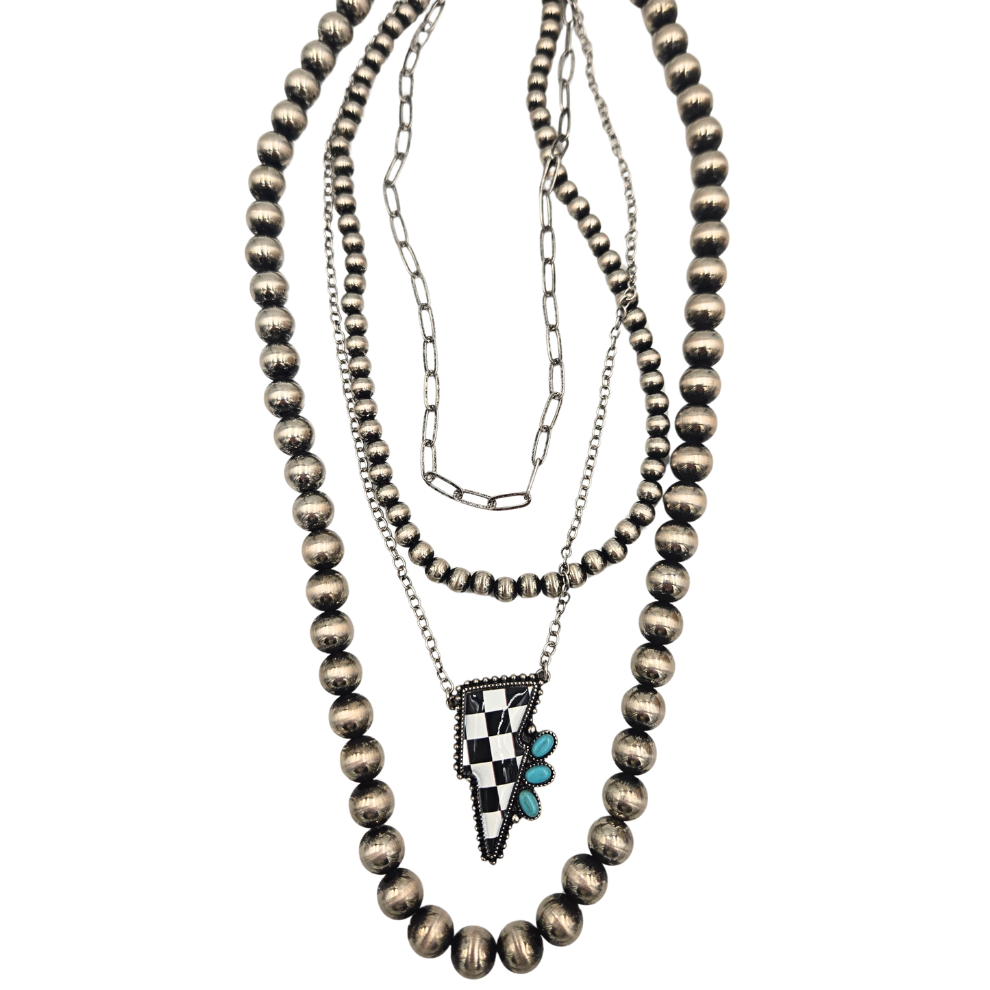 Lightning Bolt Navajo Pearl Layered Necklace