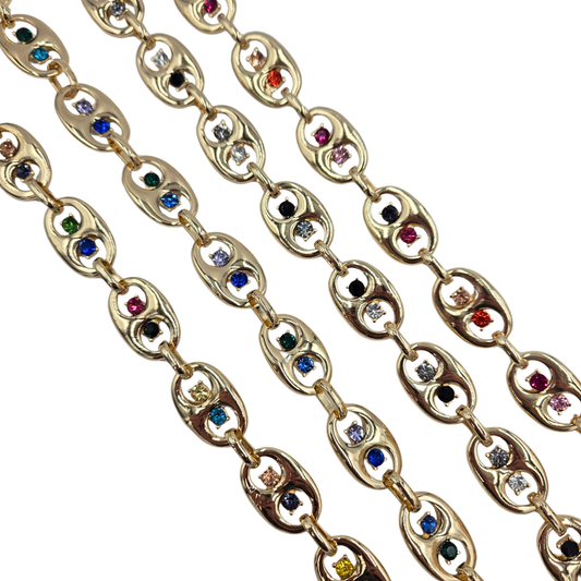 Gold Mariner Chain Jeweled Necklace (4 colors)