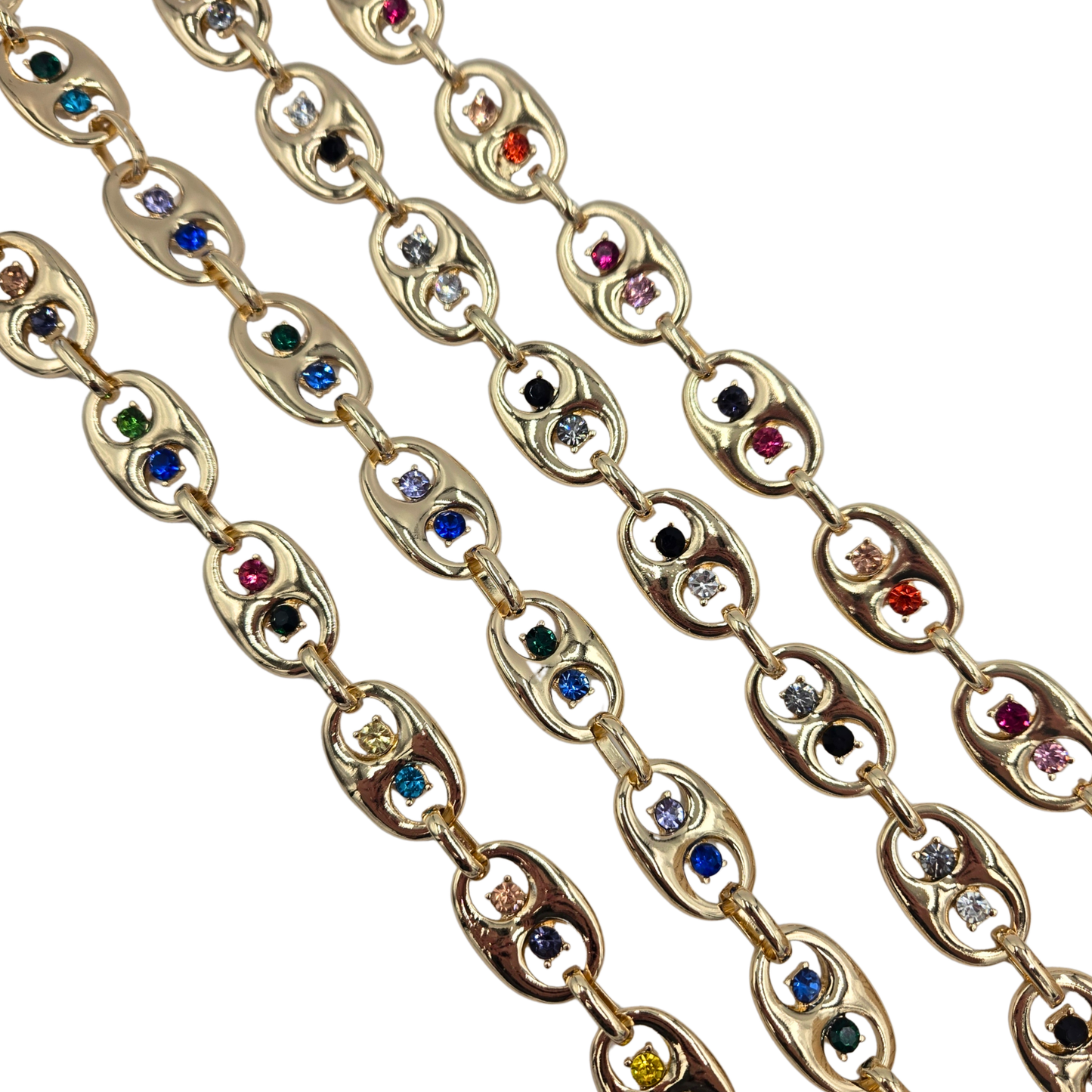 Gold Mariner Chain Jeweled Necklace (4 colors)