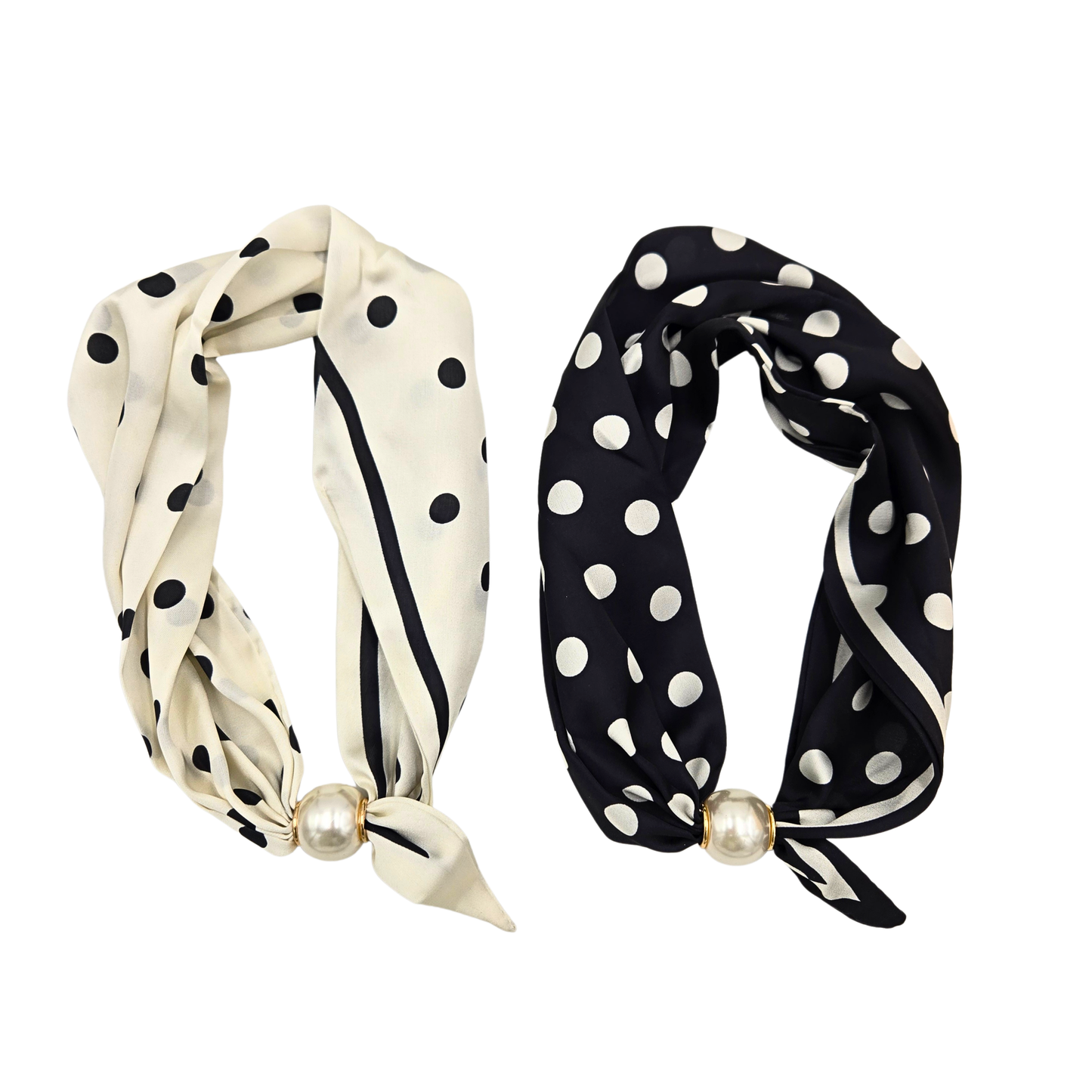 Polka Dot Scarf Pearl Necklace (2 Colors)