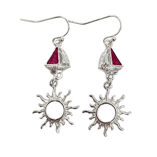 Red Sailboat Earrings
