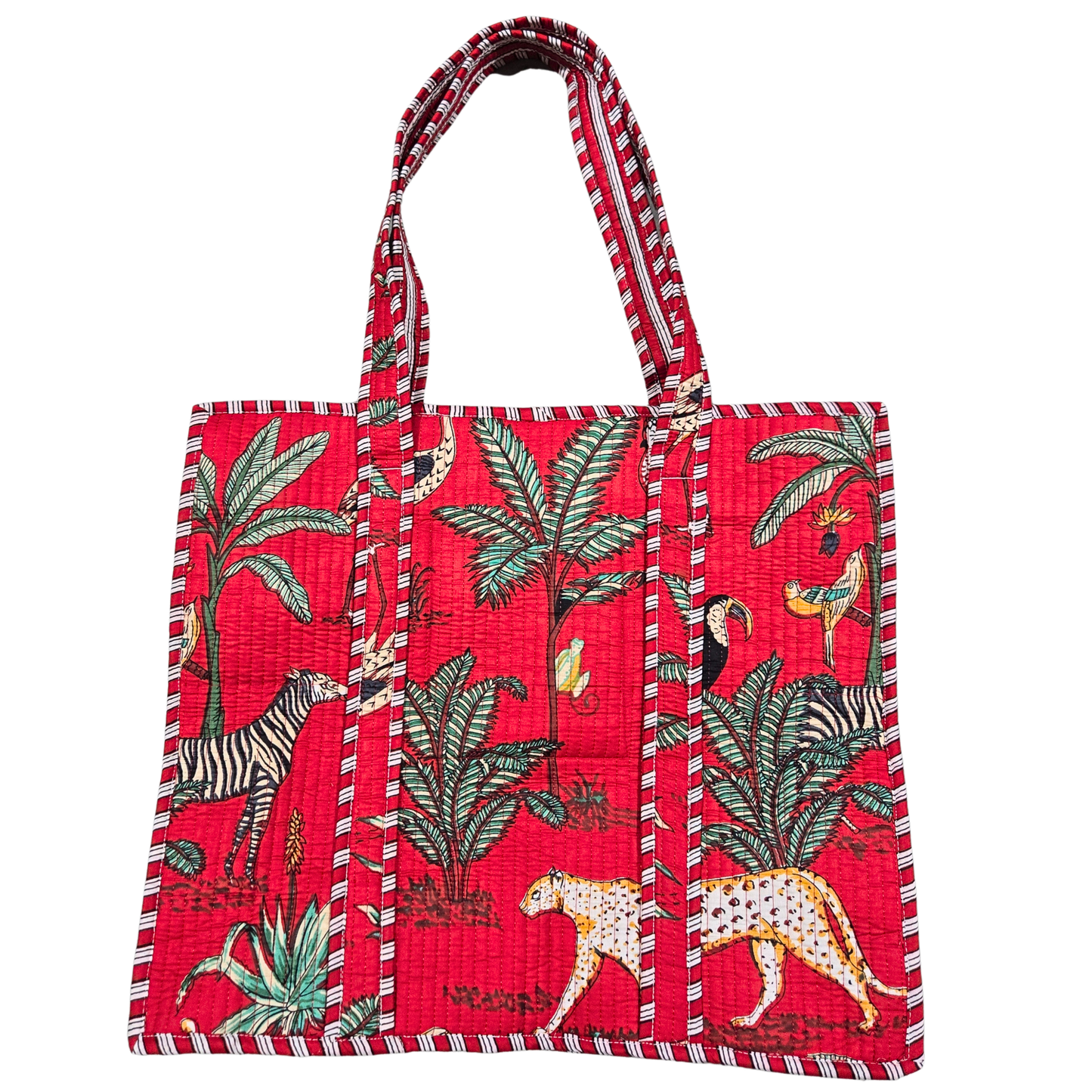 Red Oversized Jungle Quilted Bag