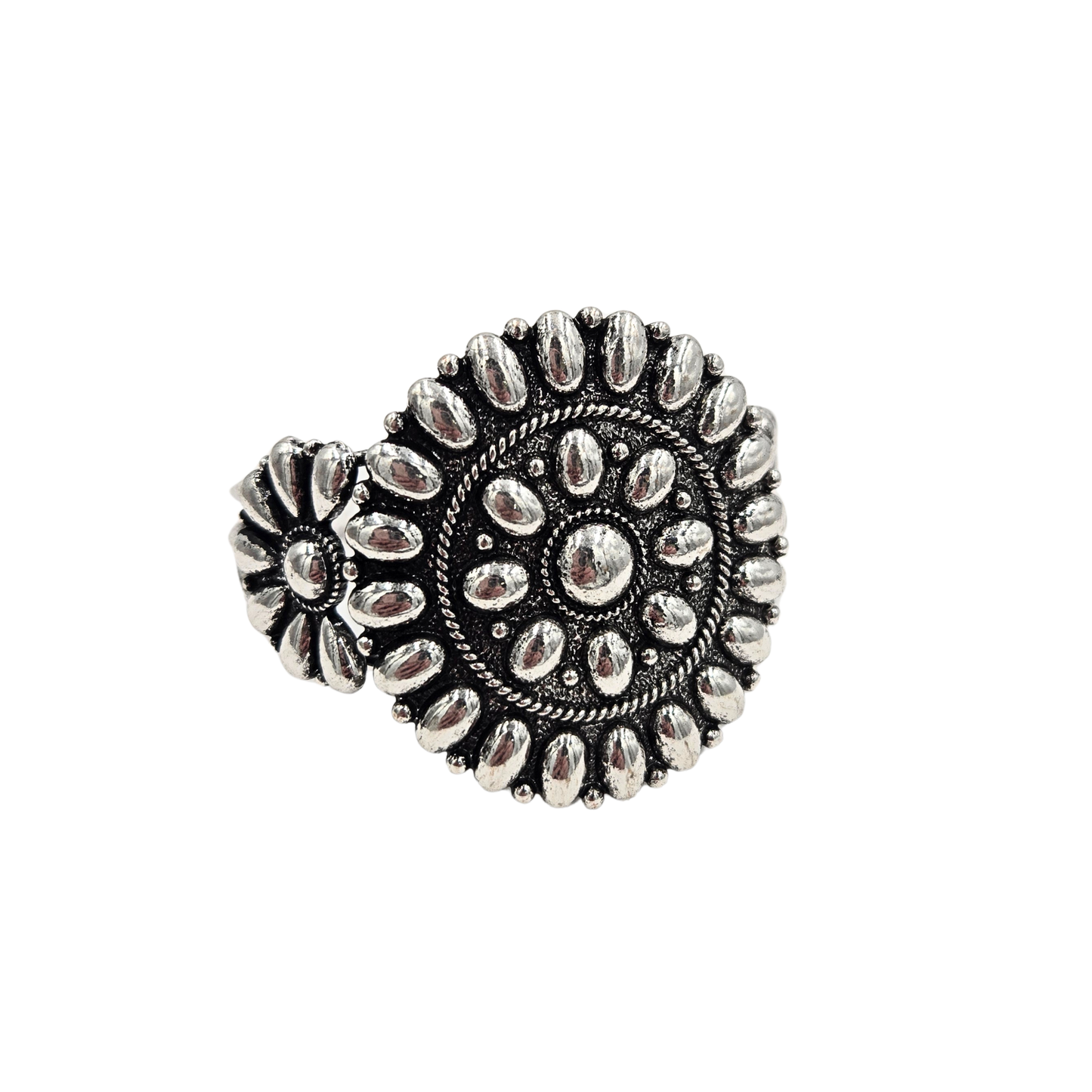 Antique Silver Round Concho Cuff