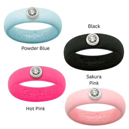 Clear Gem Silicone Ring (4 colors/4 sizes)
