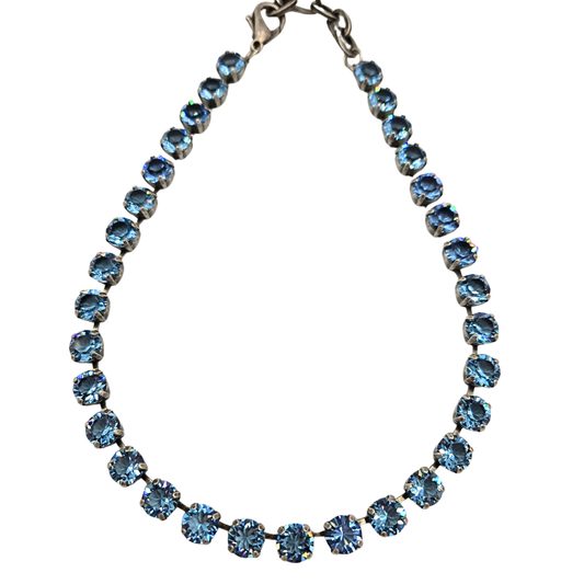 TOVA - The Oakland Necklace in Antique Silver Unfoiled Light Sapphire