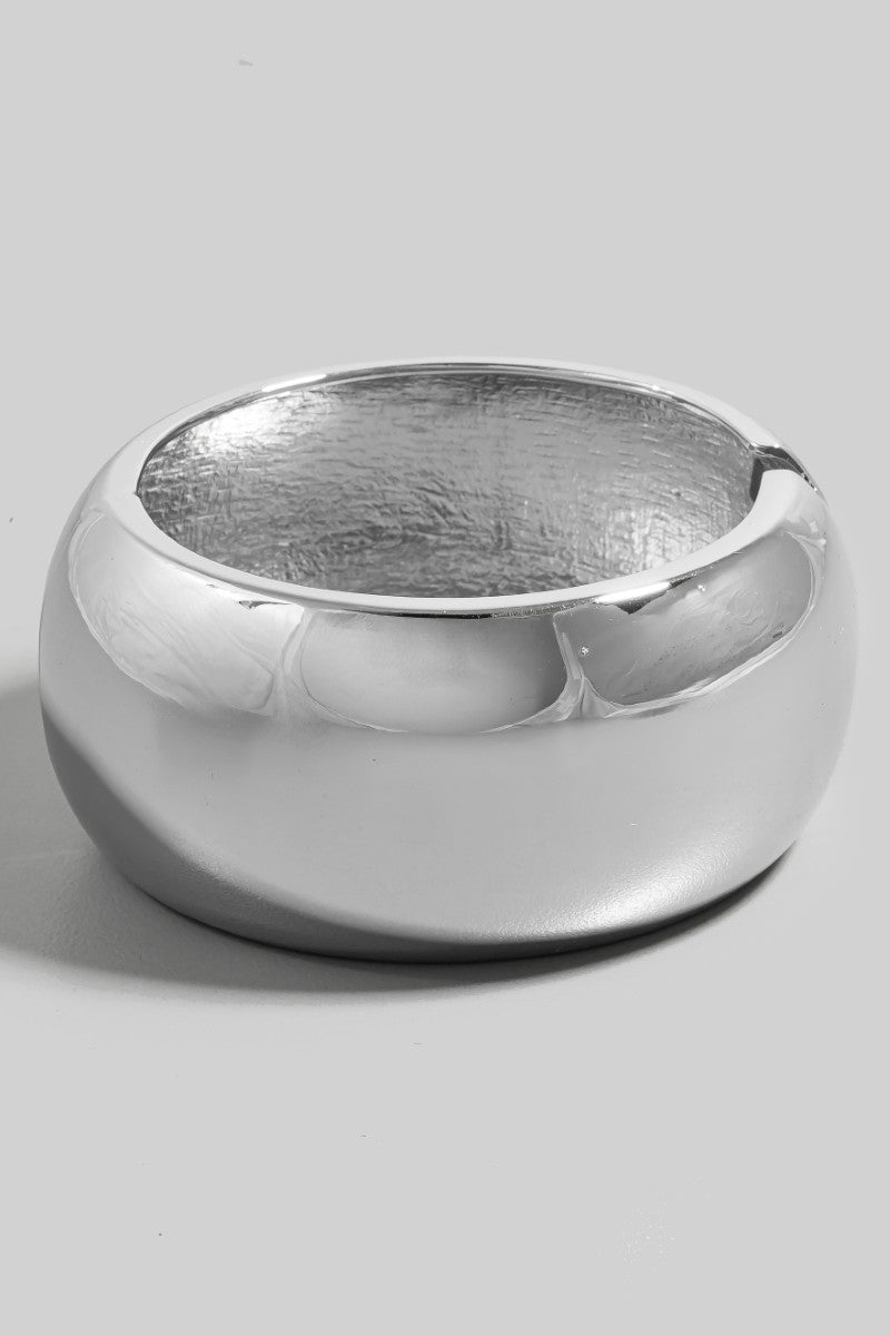 Simple Wide Rounded Hinge Bangle Bracelet (2 colors)