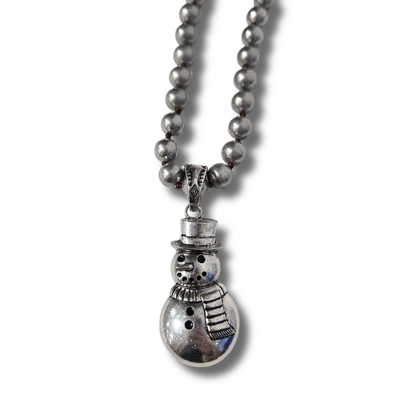 Antique Silver Snowman Necklace