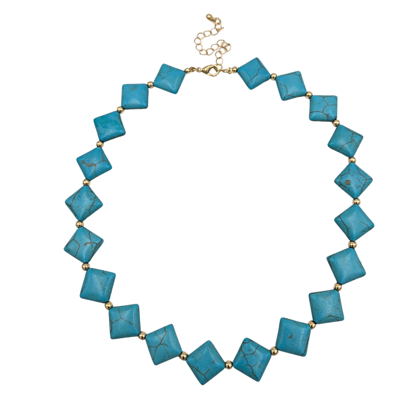 Square Turquoise Stone Necklace