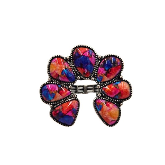 Tie Dye Marble Squash Blossom Ring