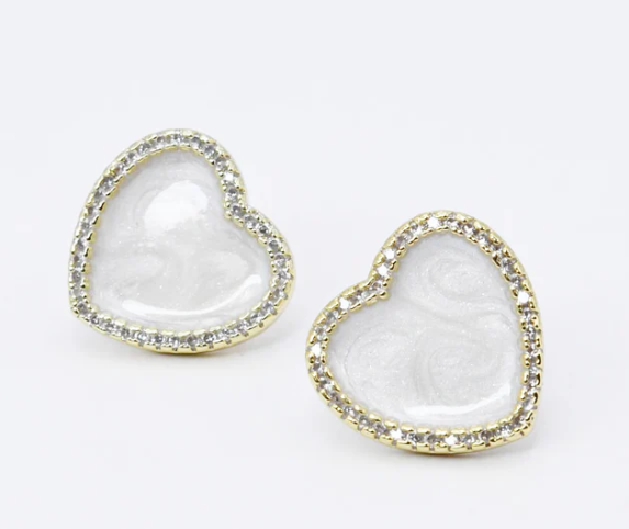 TJ - Shimmering Heart Stud Earrings