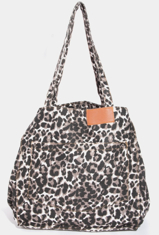 Leopard Jeans Expandable Handbag (2 colors)