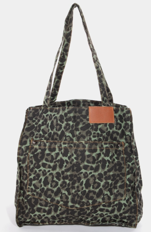Leopard Jeans Expandable Handbag (2 colors)