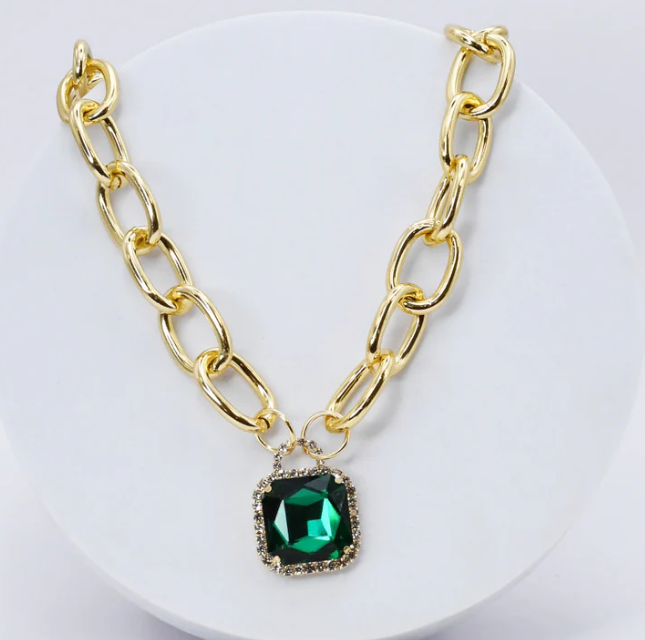 TJ - Emerald Glamour Chunk Necklace (2 colors)