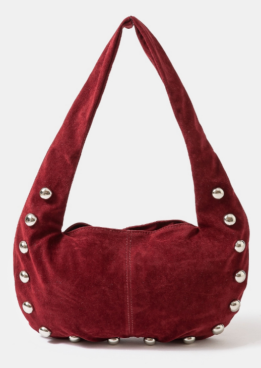 Faux Suede Silver Stud Handbag (3 colors)