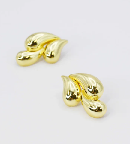 TJ - Triple Teardrop Gold Earring