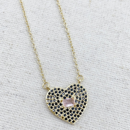 TJ - Dainty Black Heart Necklace