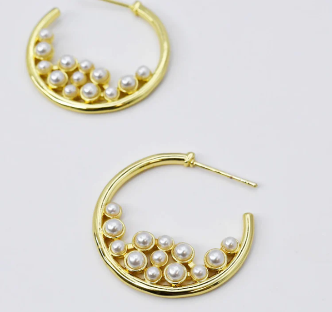 TJ - Halo Pearls Hoop Earrings