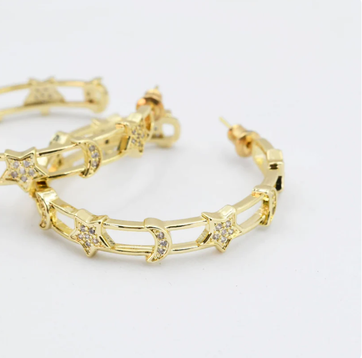 TJ - Star Moon Gold Hoop