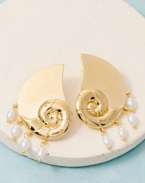 Gold Dipped Sea Shell Earrings