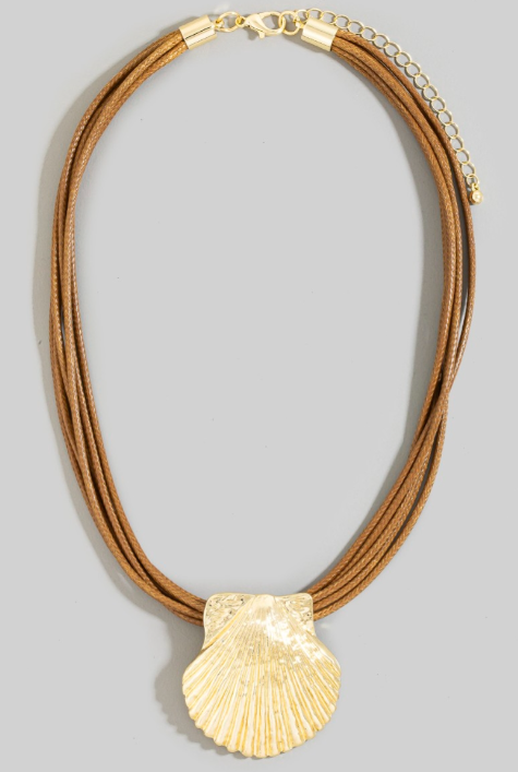 Layered Cord Sea Shell Necklace