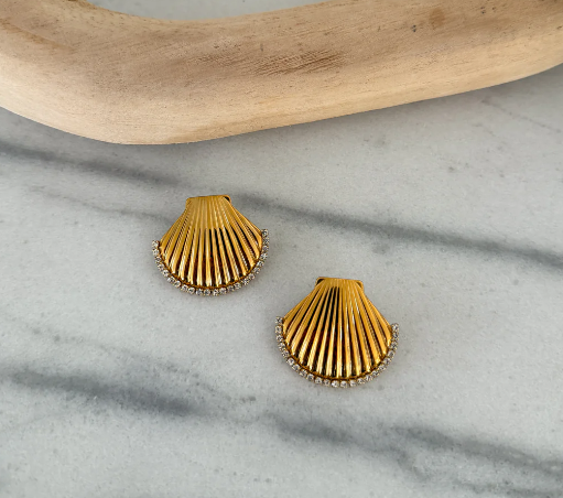 WP - Diamond Seashell Earrings