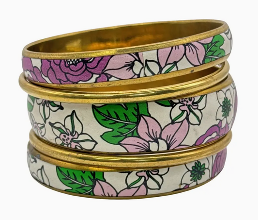 Vintage Floral Enamel Bracelet Stack
