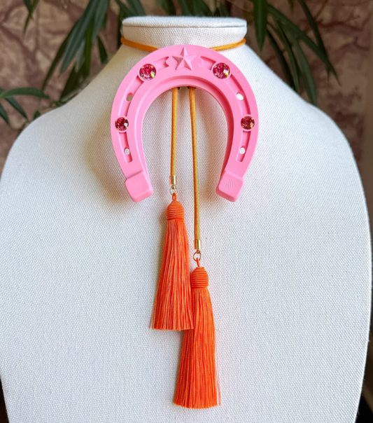 Rahya - Lucky Horseshoe Bolo in Bubblegum Pink with Golden Yellow & Orange
