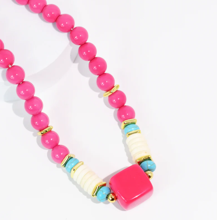 TJ - Trinket Hot Pink Necklace