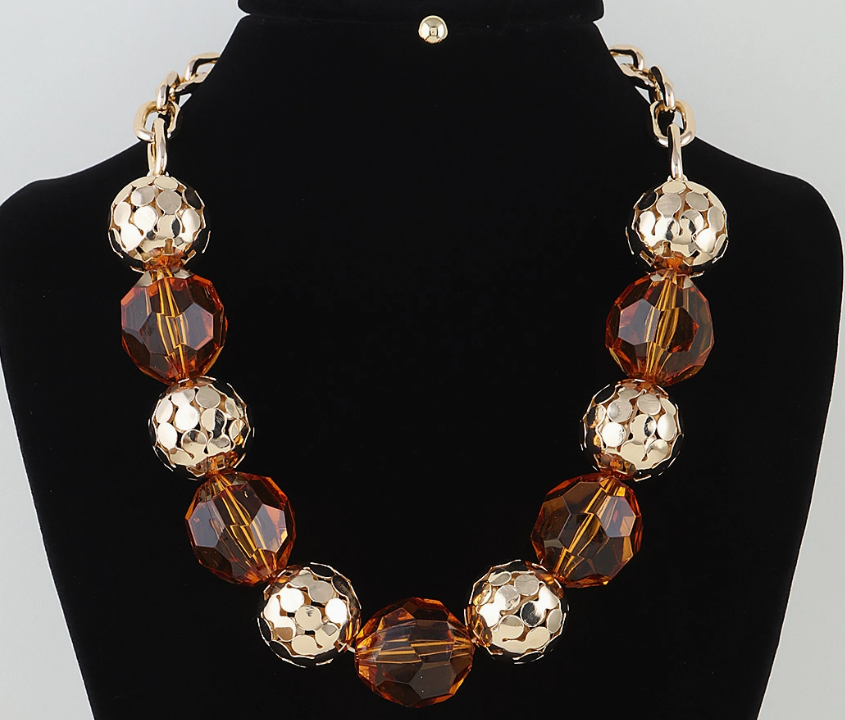 Multi Disco Crystal Beaded Chain Necklace