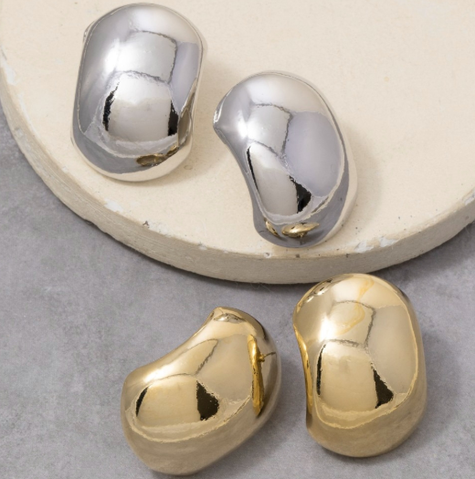 Large Puffy Dome Stud Earrings (2 Colors)
