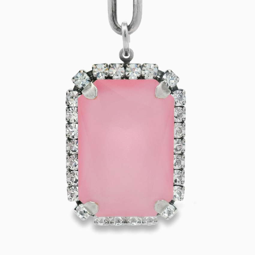 TOVA - Mini Soleil Necklace - Antique Silver Ultra Petal Pink