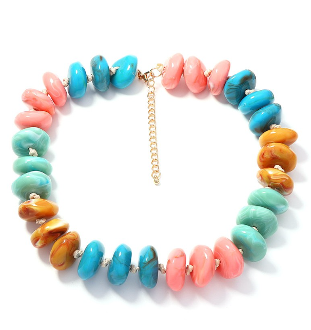 Patchwork Marble Beaded Necklace (3 colors)