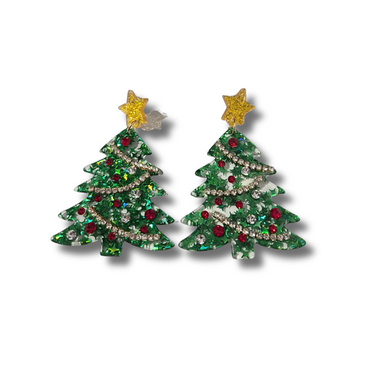 Glittery Christmas Tree Earrings