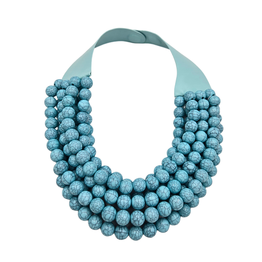 Layered Bead Statement Necklace - Desert Turquoise