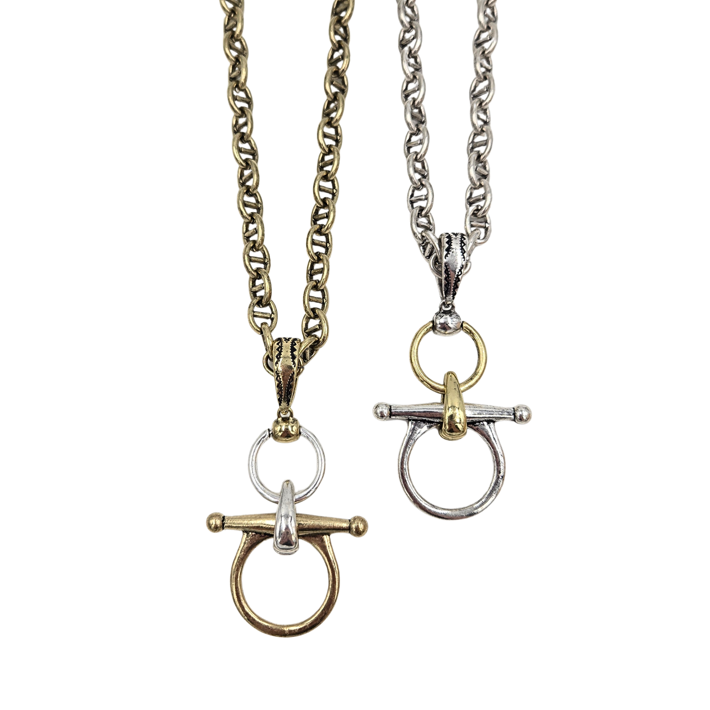 Two Tone Bit Pendant Necklace (2 colors)