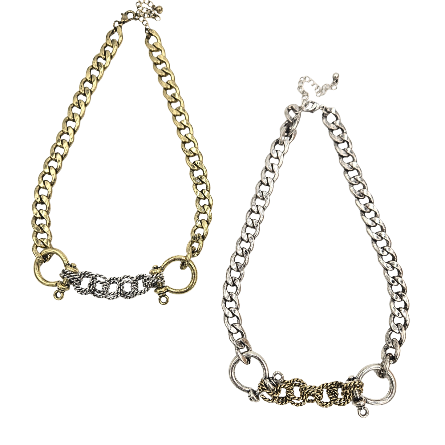 Two Tone Antique Horse Bit Necklace (2 colors)