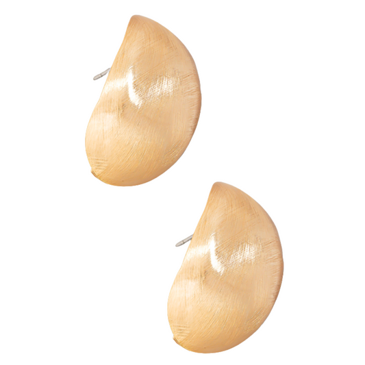Brushed Metallic Curved Shield Earrings