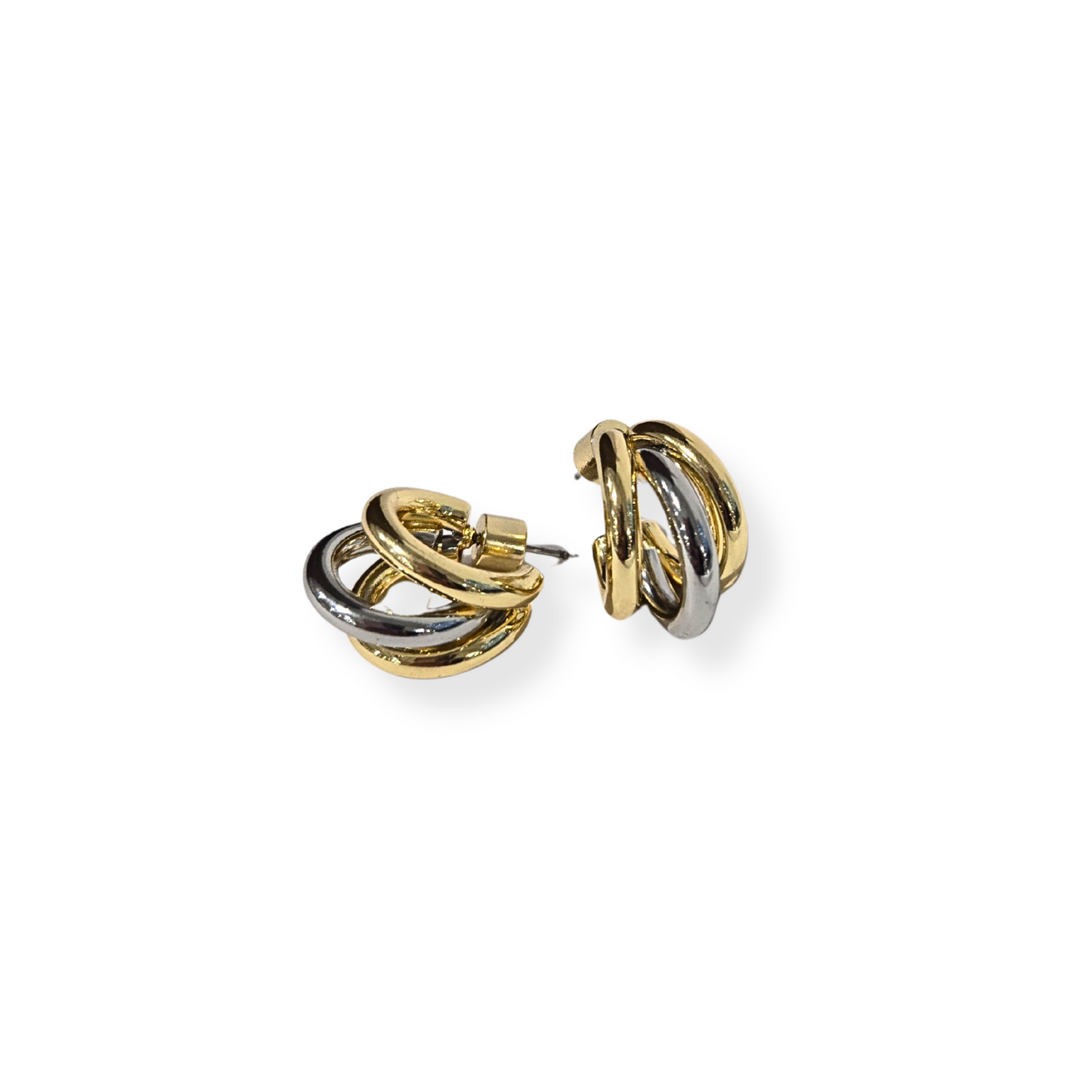 Two Tone Layered Tube Hoop Earrings