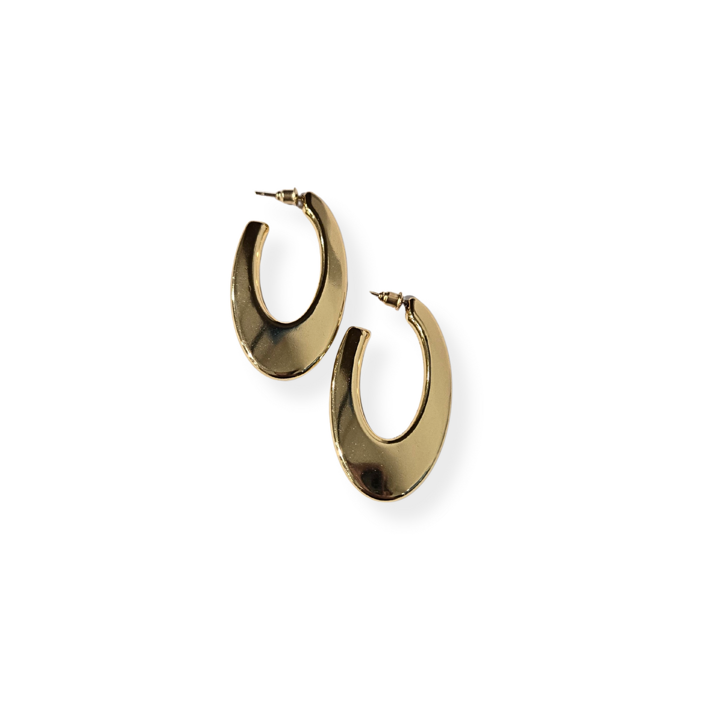 Gold Dipped Flat Oval Hoop Earring