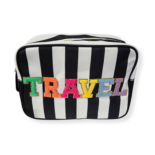 Black & White Striped Travel Bag