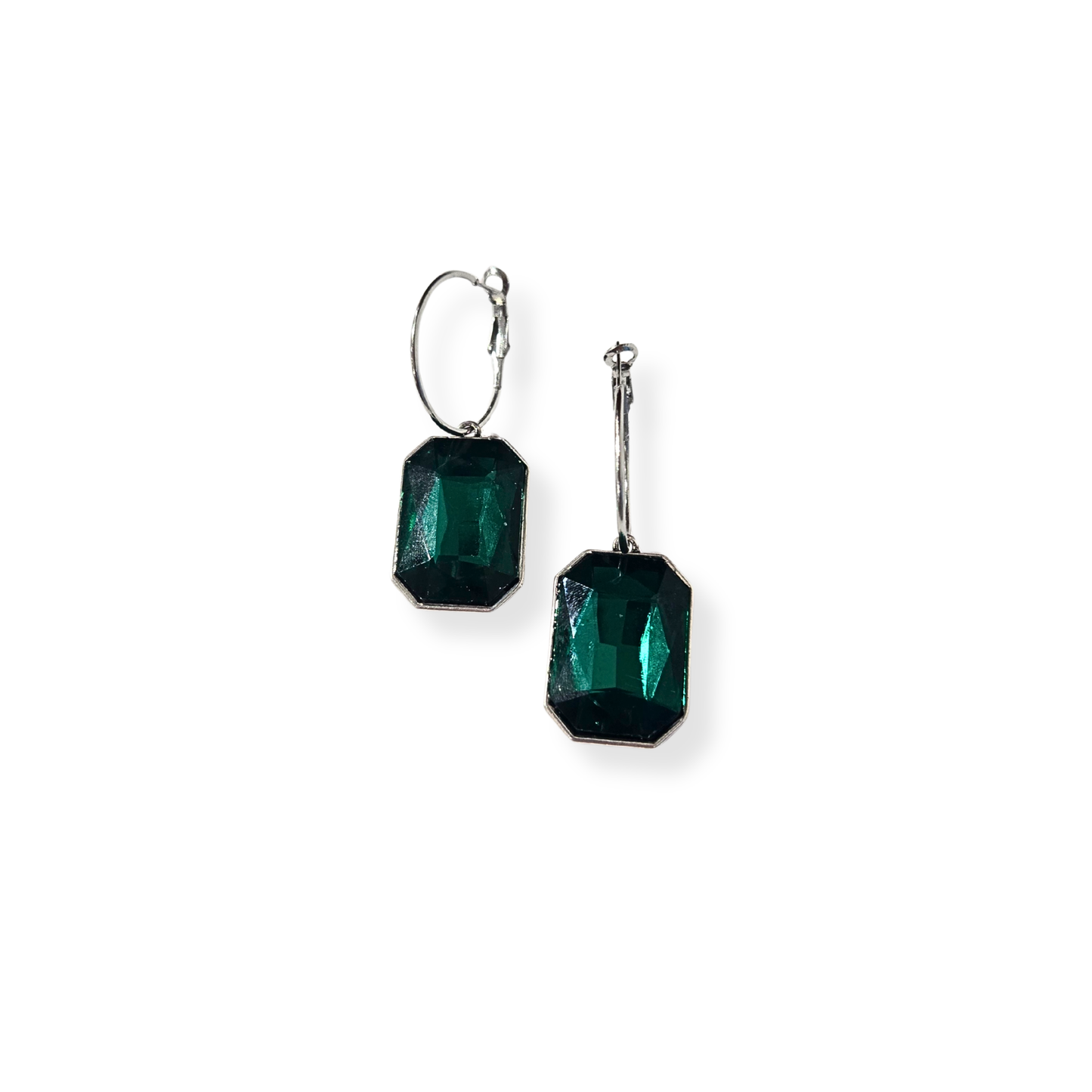 Rectangle Jewel Earrings - Green