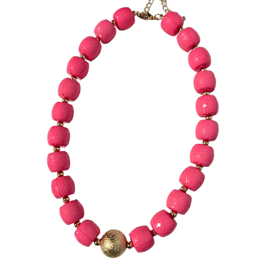 Bubble Gum Pink Chunky Necklace