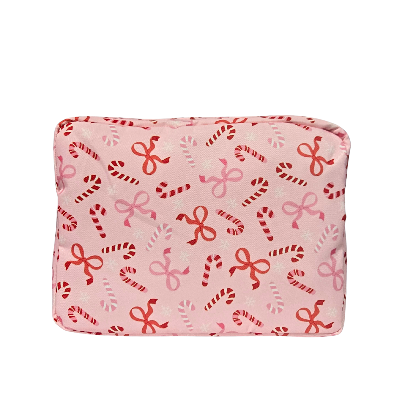 Extra Large Pink Bows and Candy Canes Makeup Bag