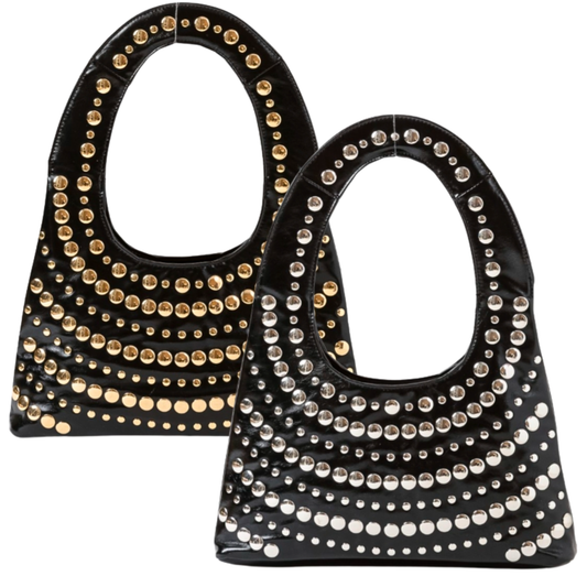 Studded Faux Patent Leather Shoulder Bag (2 colors)