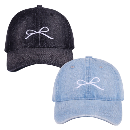 Bow Embroidered Denim Hat (2 colors)