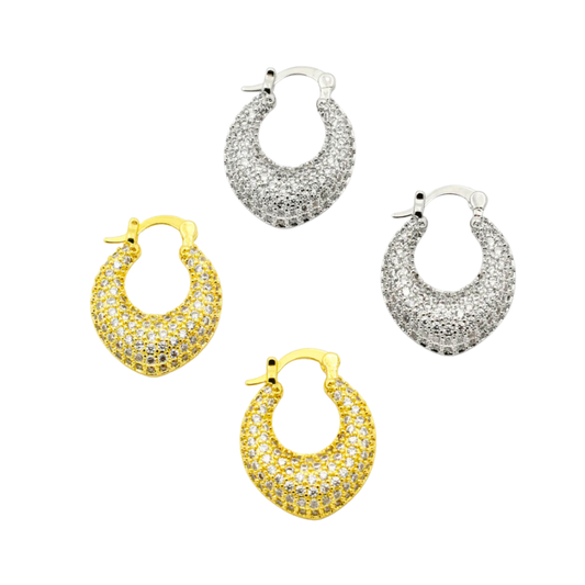 TJ - Pave Loop Earrings (2 colors)