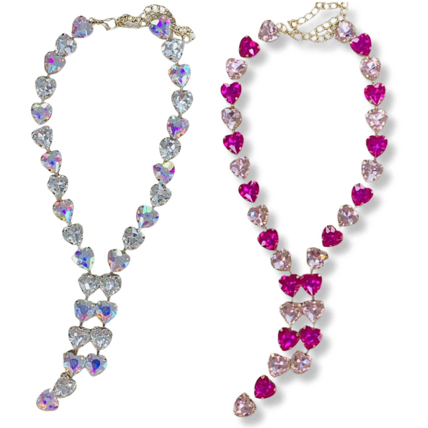 Heart Rhinestone Lariat Necklace (2 colors)