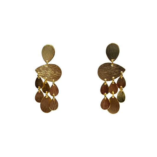 Brushed Gold Teardrop Chandelier Earrings