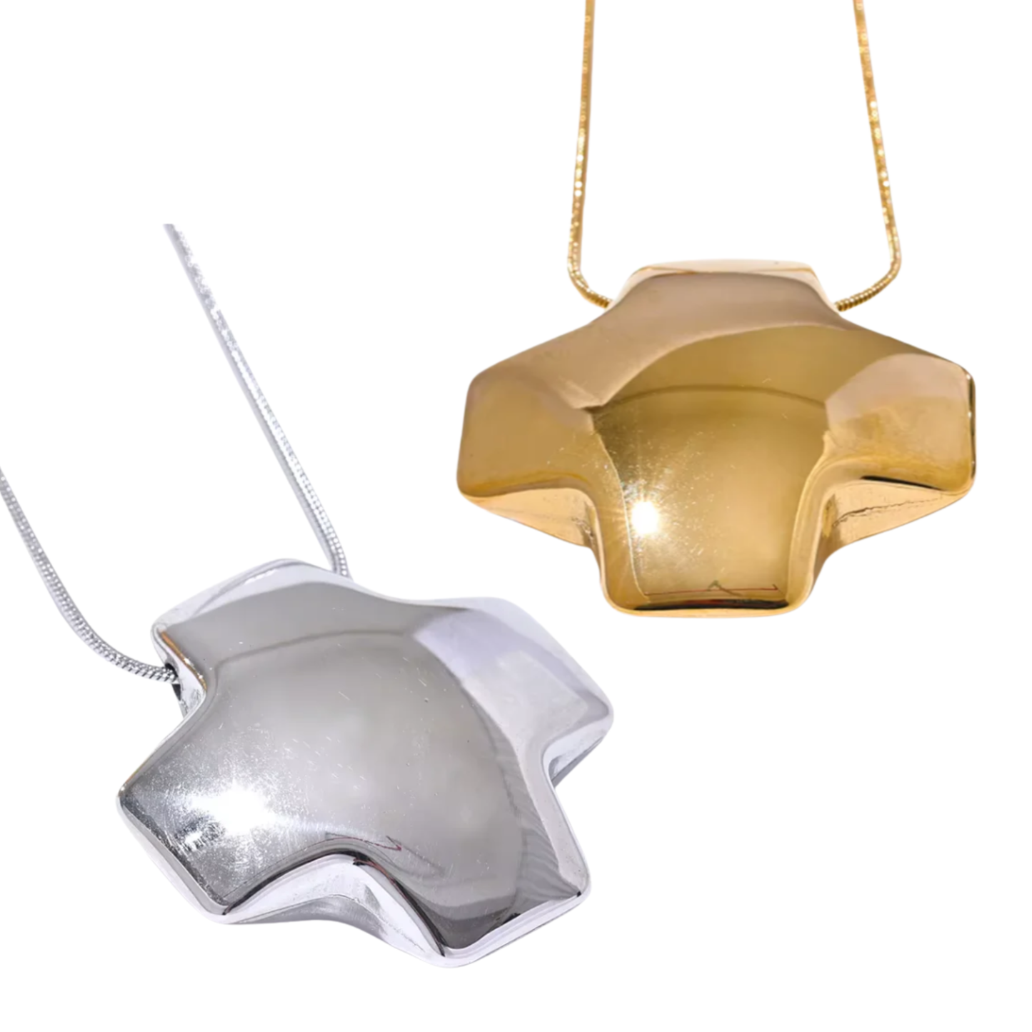 Sculpted Cross Necklace (2 colors)